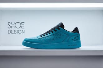 make custom sneaker design, socks and shoe box, clogs, shoe sketches or concept