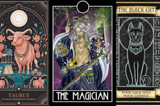 tarot oracle card game design zodiac card box mock up tcg card card illustration