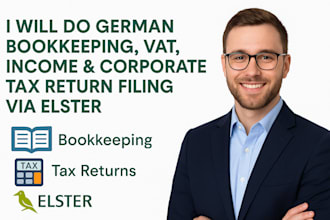 do german bookkeeping, income tax, vat, corporate tax return filings via elster