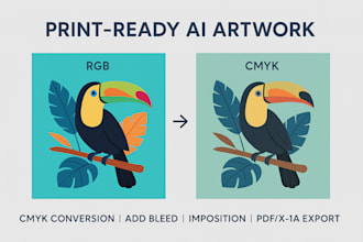 convert ai images into print ready cmyk PDF with bleed