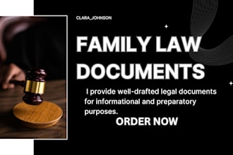 assist in family law document drafting divorce alimony child custody adoption