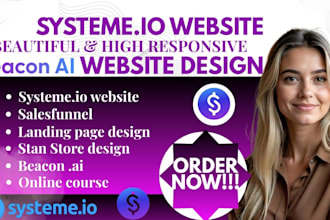 setup systemeio website landing page beacon ai stan store for online course