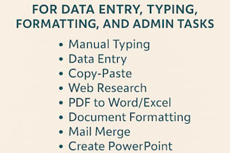 be your virtual assistant for data entry, typing, formatting, and copy paste