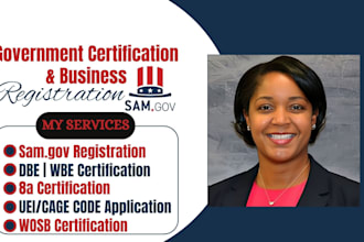 prepare and file your mbe, wbe, dbe, sba, 8a, wosb  certification or sam gov