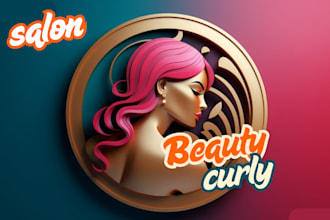 do stylish 3d hair salon skincare or nail care logo design