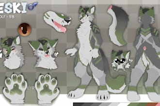 draw fursona character reference sheet furry sfw nsfw ref sheet anthro furry art