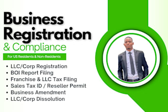 register us llc, obtain ein, itin, boi report, registered agent, or dissolve llc