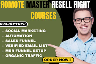 promote master resell right courses, sales funnel with email marketing campaign