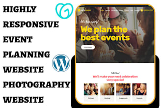 design event planning website event ticket website photography website