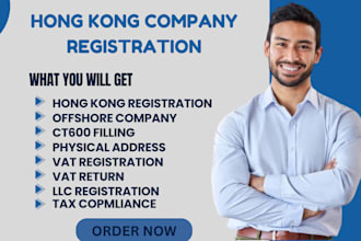 handle hong kong company registration,  tax return, ct600 filling