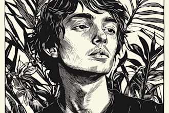 do artistic linocut illustration in my style