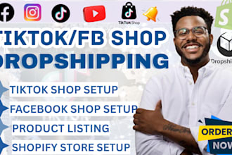 setup tiktok shop dropshipping facebook shop product listing shopify marketing