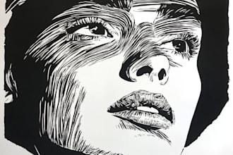 create artistic linocut illustration in my style