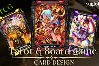 design custom card game, board game, tcg, ccg, trading cards, tarot and tuckbox