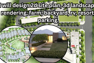 design 2d site plan 3d landscape rendering farm backyard rv resort parking