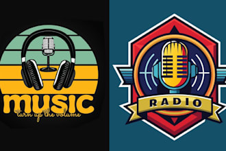 design modern music podcast radio station logo