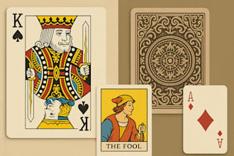 design custom playing cards, tarot cards, or game cards with unique artwork