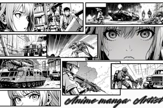 draw manga art, manga page, manga comic, anime manga as your manga artist
