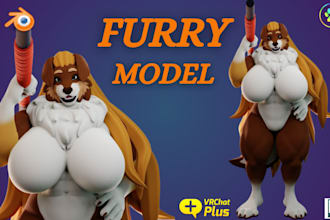 create high quality 3d nsfw furry vrchat avatar, vrm model, vtuber model