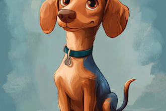 draw pet portrait into cartoon vector