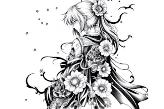 make custom anime tattoo design for arm, sleeve or back