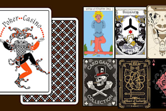 design custom cards, card game design, playing cards or illustration card game