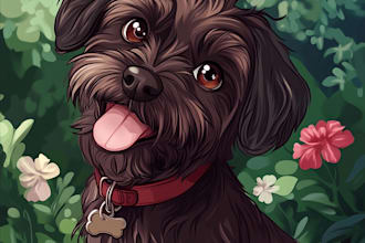 make your dogs or any pets into cartoon portrait