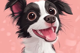 draw realistic pet portrait into digital oil painting