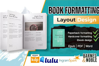 do paperback formatting, book layout design, and kindle ebook formatting for KDP