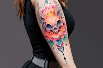 create your watercolor custom tattoo design and illustration