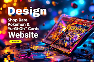 design rare trading card website for pokemon card, yugioh card, pokemon website