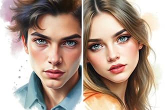 paint digital and watercolor portraits