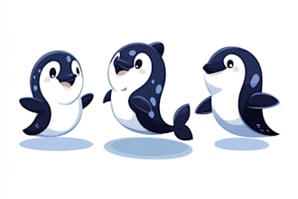 draw cartoon cute animal characters vector illustration
