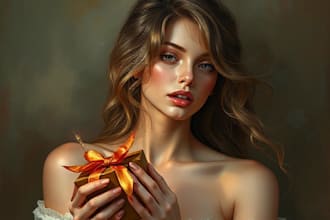 create realistic digital oil painting portrait as a gift