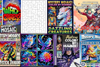 coloring book mystery mosaic color by number pixel art mosaic for amazon kdp