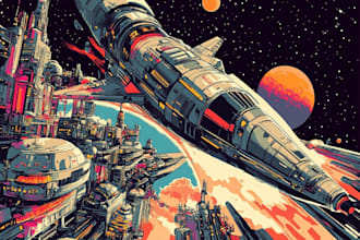 design spaceship, sci fi illustration and sci fi art for you