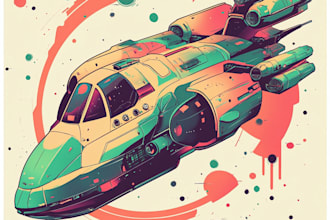design a spaceship, sci fi illustration and sci fi art in my style