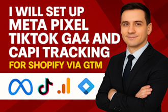 set up meta pixel tiktok ga4 and capi tracking for shopify via GTM