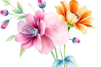 paint watercolor botanical illustration of flowers