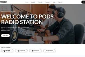 build podcast website podcast landing page podcast blog audio streaming website