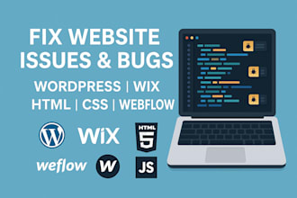 fix website issue, errors and bugs in wordpress, wix, HTML, CSS, and javascript