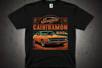 retro automotive tshirt, car show design