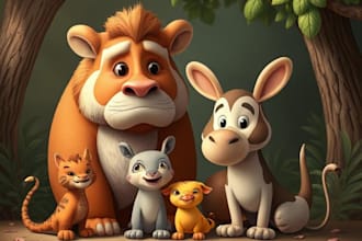 draw animals characters cartoon style and realist style