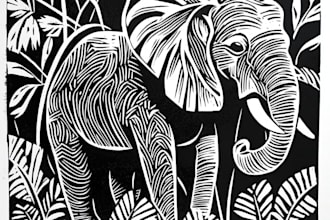 create artistic linocut illustration in my style