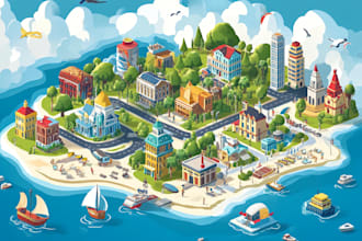 create isometric vector illustration or map for you