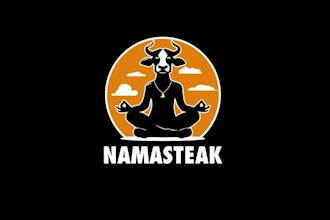 design fun cow doing yoga bet logo