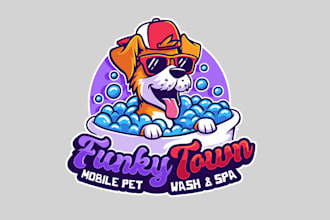 design funky mobile dog wash logo