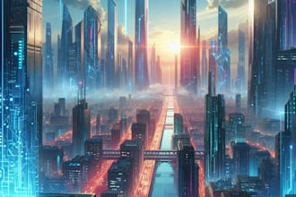 do cyberpunk scifi futuristic city no ai use
