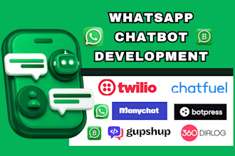 build whatsapp chatbot using meta api, twilio, manychat, chatfuel 360dialog bot