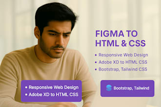convert psd, figma or sketch to pixel perfect responsive html css